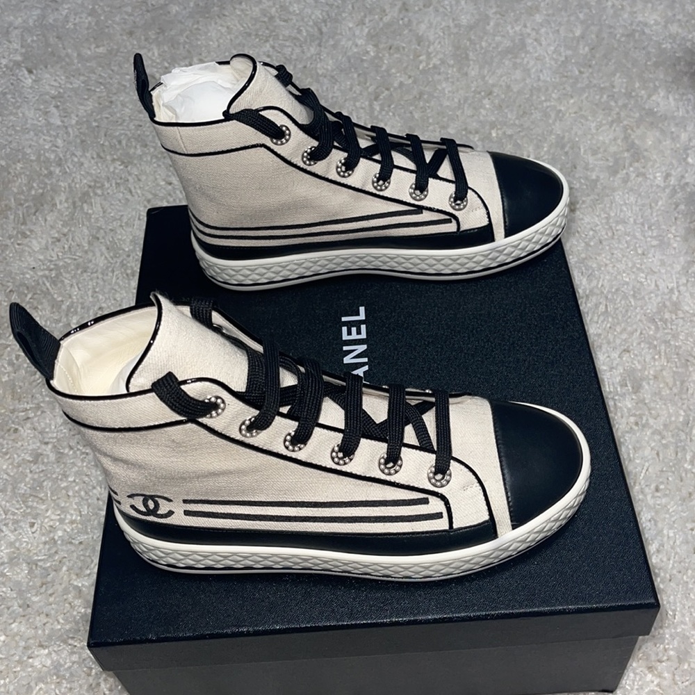 CHANEL 19C High Top Cruise Sneakers 36.5 - Picture 7 of 9